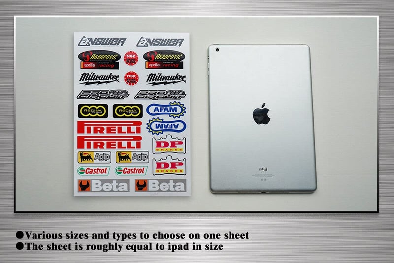 Kungfu Graphics Motocross Sponsor Logos Racing Sticker Sheet Universal (7.2 x 10.2 inch), Black Red Green - Image 5
